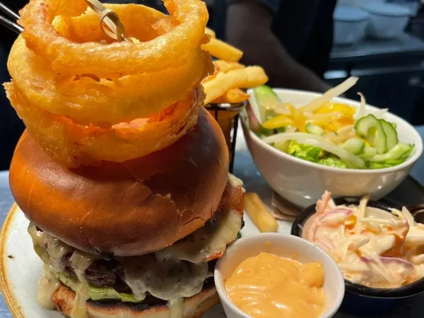 burger and salad